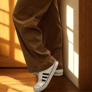 adidas Low-Top White Canvas Sneakers with Black Stripes